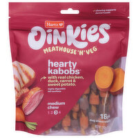 Hartz Oinkies Dog Chew Treat, Hearty Kabobs, Medium Chew 3, Meathouse 'N' Veg, 18 Each