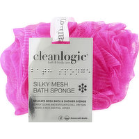 CLEANLOGIC Bath Sponge, Silky Mesh, 1 Each