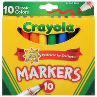 Crayola Markers, Classic Colors, Broad Line, 10 Each