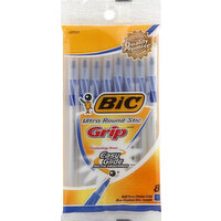 Bic Ball Point Pens, Ultra Round Stic Grip, Blue, 8 Each