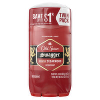 Old Spice Red Collection Old Spice Aluminum Free Deodorant for men, Swagger 2 x 3oz Twin, 6 Ounce