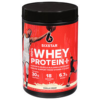 Six Star Protein Powder, Vanilla Cream, 100% Whey Protein Plus, 1.81 Pound