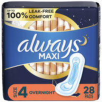 Always Maxi Maxi Overnight Pads without Wings, Size 4, 28 Each