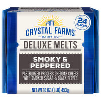 Crystal Farms Cheddar Cheese, Smoky & Peppered, Deluxe Melts, 16 Ounce