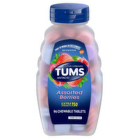 Tums Antacid, Extra Strength, 750 mg, Chewable Tablets, Assorted Berries, 96 Each