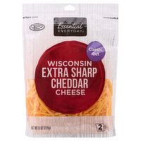 Essential Everyday Cheese, Wisconsin Extra Sharp Cheddar, Classic Cut, 8 Ounce