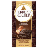 Ferrero Rocher Dark Chocolate Bar, with Hazelnut & Cocoa Filling, Dark Hazelnut, 55% Cocoa, 3.1 Ounce