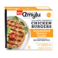 Amylu Caramelized Onion & Gouda Chicken Burgers, 8 Ounce