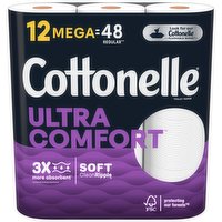 Cottonelle Ultra Comfort Toilet Paper, Ultra Comfort, Mega Rolls, 2-Ply, 12 Each
