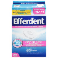 Efferdent Denture & Retainer Cleanser, Anti-Bacterial, Complete Clean, Tablets, Value Size, 102 Each