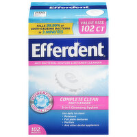 Efferdent Denture & Retainer Cleanser, Anti-Bacterial, Complete Clean, Tablets, Value Size, 102 Each