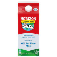 Horizon Organic Milk, Organic, Fat Free, 0.5 Gallon
