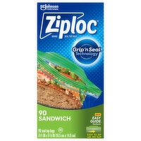 Ziploc Bags, Sandwich, Seal Top, 90 Each