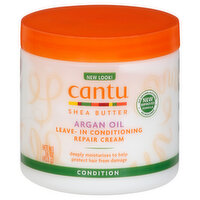 Cantu Repair Cream, Leave-In Conditioning, Argan Oil, Shea Butter, 16 Ounce