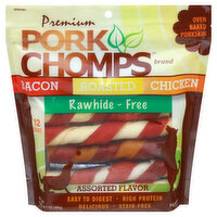 Pork Chomps Dog Treats, Assorted Flavor, Rawhide-Free, Premium, 12 Each