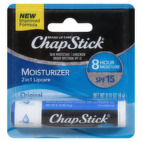 ChapStick Lipcare, 2 in 1, Moisturizer, Original, Broad Spectrum SPF 15, 0.15 Ounce