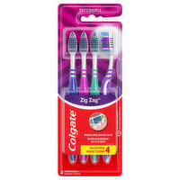 Colgate  Zig Zag Adult Manual Toothbrush With Tongue and Cheek Cleaner, Soft, 4 Each