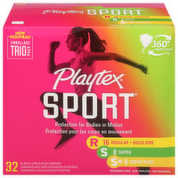 Playtex Sport Tampons, Plastic Applicator, Regular/Super/Super Plus, 32 Each