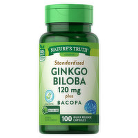 Nature's Truth Gingkgo Biloba, Standardized, 120 mg, Quick Release Capsules, 100 Each