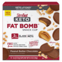 SlimFast Keto Fat Bomb Snack Cup, Peanut Butter Chocolate, 14 Each