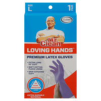 Mr. Clean Loving Hands Gloves, Latex, Premium, Large, 1 Each