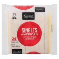 Essential Everyday Cheese Slices, American, Singles, 24 Each