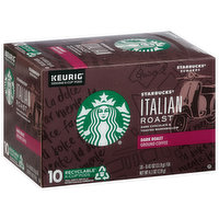 Starbucks Coffee, Ground, Dark Roast, Italian Roast, K-Cup Pods, 10 Each