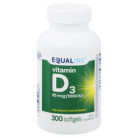 Equaline Vitamin D3, 25 mcg, Softgels, 300 Each