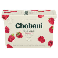 Chobani Yogurt, Greek, Nonfat, Raspberry on the Bottom, 4 Value Pack, 4 Each