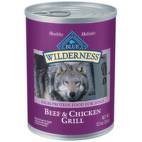 Blue Buffalo BLUE Wilderness Wilderness High Protein, Natural Adult Wet Dog Food, Beef & Chicken Grill, 12.5 Ounce
