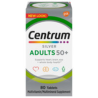 Centrum Silver Multivitamin/Multimineral Supplement, Adults 50+, Tablets, 80 Each