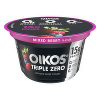 Oikos Yogurt, Nonfat, Greek, Mixed Berry Flavor, Blended, 5.3 Ounce