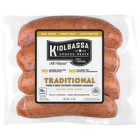 Kiolbassa Sausage, Pork & Beef, Hickory Smoked, Traditional, 13 Ounce