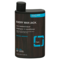 Every Man Jack Shampoo + Conditioner, 2-in-1 Dandruff Relief, Natural Menthol, 13.5 Fluid ounce