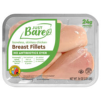 Just Bare Breast Fillets, Boneless, Skinless Chicken, 36 Ounce