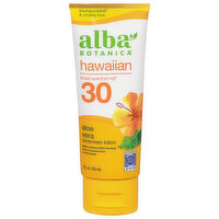 Alba Botanica Sunscreen Lotion, Hawaiian, Aloe Vera, Broad Spectrum SPF 30, 3 Fluid ounce