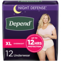 Depend Fresh Protection Incontinence Underwear for Women, Overnight, XL, Blush, 12 Each