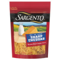 Sargento Shredded Cheese, Sharp Cheddar, Off the Block, Fine Cut, 8 Ounce