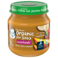 Gerber Organic for Baby Mango Apple Banana, Wonderfoods, Sitter 2nd Foods, 4 Ounce