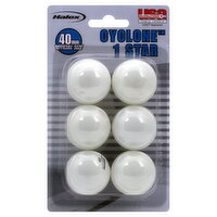 Halex Cyclone 1 Star Table Tennis Balls, 40 mm, 6 Each