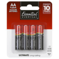 Essential Everyday Batteries, Alkaline, AA, 4 Pack, 4 Each
