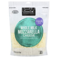 Essential Everyday Cheese, Mozzarella, Whole Milk, Classic Cut, Shredded, 8 Ounce