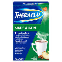 Theraflu Sinus & Pain, Packets, Apple Cinnamon Flavor, 6 Each