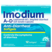 Imodium Anti-Diarrheal, 2 mg, Softgels, 12 Each