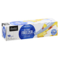 Essential Everyday Freezer Bags, Double Zipper, Quart, 19 Each