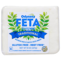 Odyssey Cheese, Feta, Traditional, Chunk, 8 Ounce