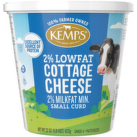 Kemps Cottage Cheese, Small Curd, 2% Milkfat Min, Lowfat, 22 Ounce