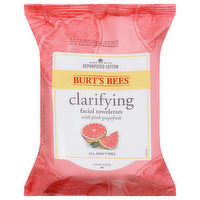 Burt's Bees Facial Towelettes, with Pink Grapefruit, Clarifying, 30 Each