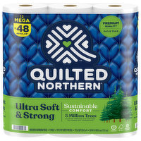 Quilted Northern Bathroom Tissue, Unscented, Mega Rolls, 2-Ply, 12 Each