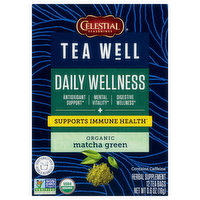 Celestial Seasonings Tea Well Tea Well Organic Matcha Green Daily Wellness Herbal Supplement Tea Bags, 0.6 Ounce